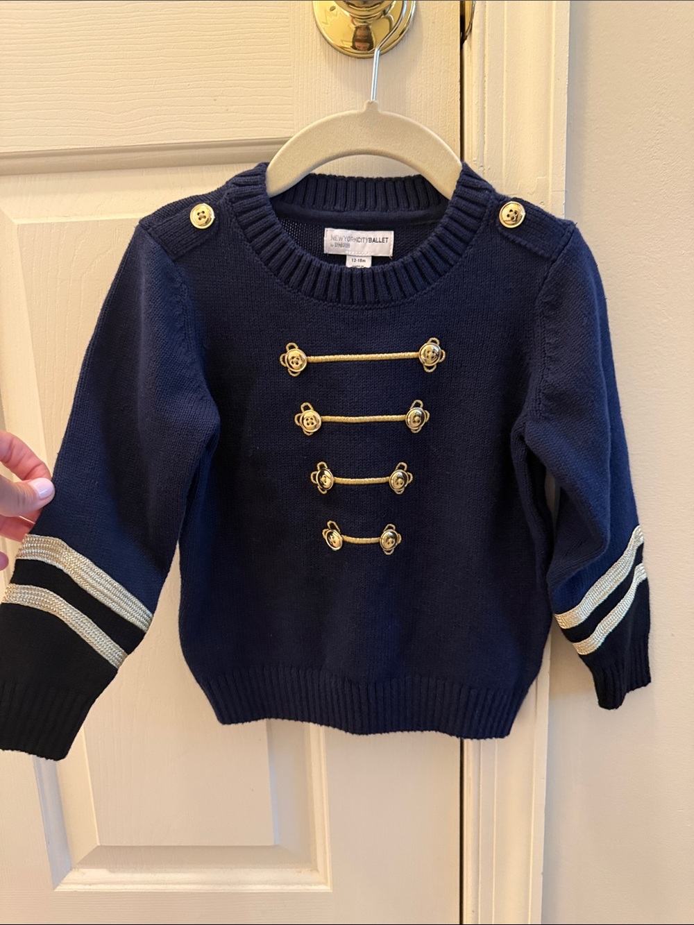 Gymboree Navy Sweater with Gold Military-Style Buttons